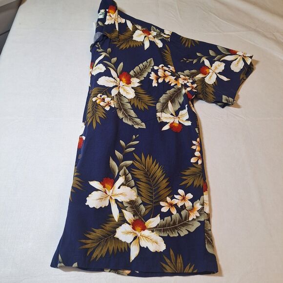 Two Palms Vintage Blue Floral Hawaiian Shirt Hibiscus Tropical Beach Size L - Picture 8 of 9
